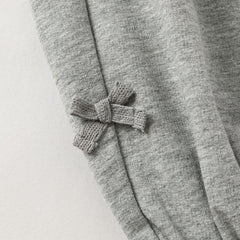 Dave&Bella Toddler Girls Grey/Navy Cotton Soft Loose Adjustable-waistband Sweatpants