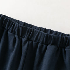 Dave&Bella Toddler Girls Grey/Navy Cotton Soft Loose Adjustable-waistband Sweatpants