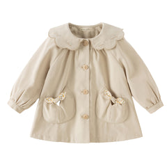 Dave&Bella Toddler Girls Khaki Doll Collar Classic Elegant Lightweight Trench Coats