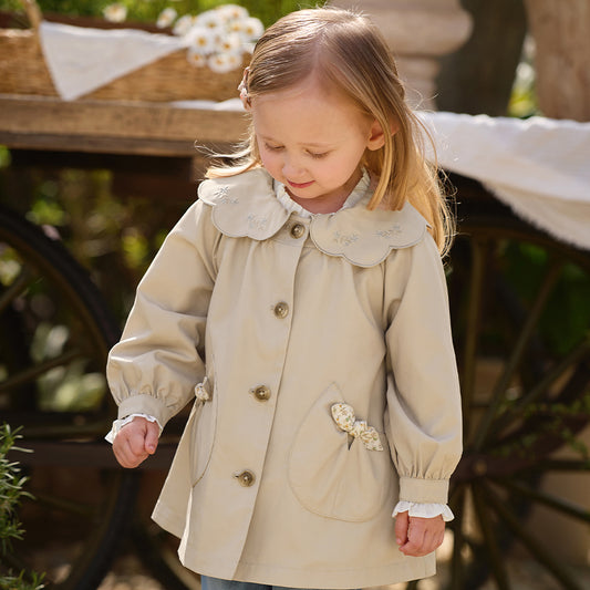Dave&Bella Toddler Girls Khaki Doll Collar Classic Elegant Lightweight Trench Coats