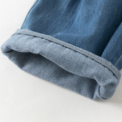 Dave&Bella Toddler Girls Denim Blue Straight Leg Sweet Embroidery Jeans