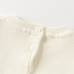 Dave&Bella Toddler Girls Beige Ruffle Collar Cozy Comfortable Cotton Knit Sweaters