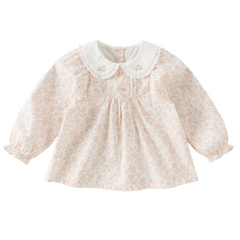 Dave&Bella Toddler Girls Pink Floral Doll Collar Charming Cozy Cooton T-shirts