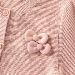 Dave&Bella Toddler Girls Pink Mesh Dress Style Cozy Cotton Round Collar Cardigans