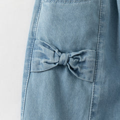 Dave&Bella Toddler Girls Denim Blue Cotton Comfortable Drawstring Jeans
