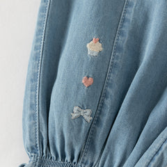 Dave&Bella Toddler Girls Denim Blue Cotton Comfortable Drawstring Jeans