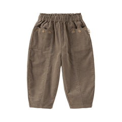 Dave&Bella Toddler Girls Pink/Milky Coffee Cozy Cotton Casual Versatile Drawstring Pants