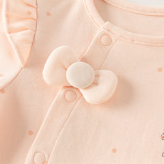 Dave&Bella Baby Girls Pink Cute Print Cotton Soft Comfortable Rompers