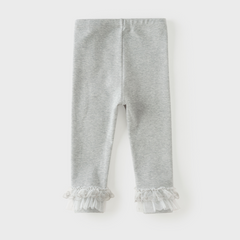 Dave&Bella Toddler Girls Light Gray Scalloped Trim Snug Breathable Leggings