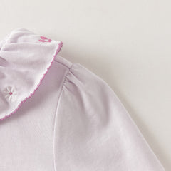 Dave&Bella Toddler Girls White/Purple Cute Doll Collar Cozy Cotton Print T-shirts