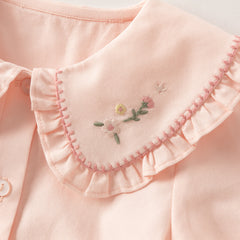 Dave&Bella Toddler Girls White/Pink Cotton Comfortbale Breathable Shirts