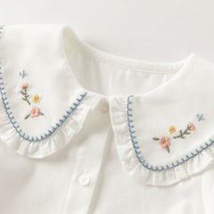 Dave&Bella Toddler Girls White/Pink Cotton Comfortbale Breathable Shirts