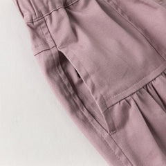 Dave&Bella Toddler Girls Purple/Brown Cozy Ruffle Floral Embroidery Wide Leg Pants
