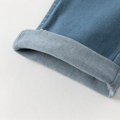 Dave&Bella Toddler Girls Denim Blue Straight-leg Wide Flared Comfortable Jeans