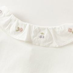 Dave&Bella Toddler Girls Purple/White Doll Collar Elegant Casual Comfortable T-shirts