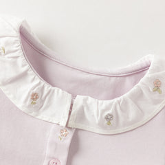Dave&Bella Toddler Girls Purple/White Doll Collar Elegant Casual Comfortable T-shirts