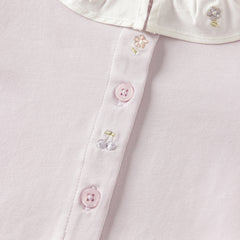 Dave&Bella Toddler Girls Purple/White Doll Collar Elegant Casual Comfortable T-shirts