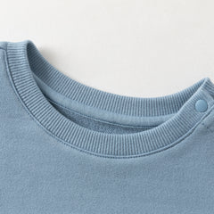 Dave&Bella Toddler Boys Blue Cozy Simple Versatile Round Collar Sweatshirts
