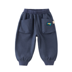 Dave&Bella Toddler Boys Denim Blue Simple Versatile Elastic Waist Jogger Pants