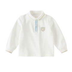 Dave&Bella Toddler Boys White Simple Versatile Comfortable Polos