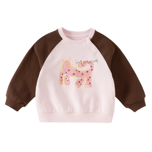 Dave&Bella Toddler Girls/Boys Pink/Green Cute Animal Print Comfortable Sweatshirts
