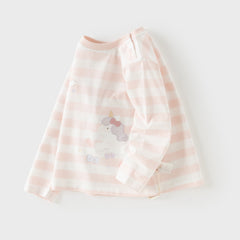 Dave&Bella Toddler Girls Pink White/Purple Striped Lovely Cotton Soft T-shirts