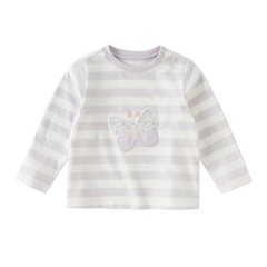 Dave&Bella Toddler Girls Pink White/Purple Striped Lovely Cotton Soft T-shirts