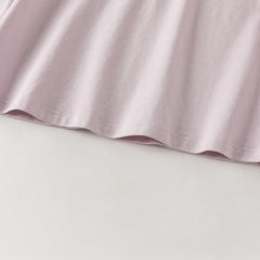 Dave&Bella Toddler Girls White/Purple Doll Collar Cotton Soft Breathable T-shirts