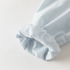 Dave&Bella Toddler Girls White/Light Blue Elegant Ruffle Details Cozy Cotton T-shirts