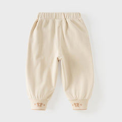Dave&Bella Toddler Girls Grey/Apricot Comfortable Casual Elastic Waist Jogger Pants