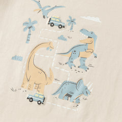 Dave&Bella Toddler Boys Apricot Cute Dinosaur Print Comfortable Long Sleeve T-shirts