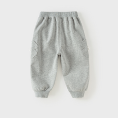Dave&Bella Toddler Girls Light Gray Soft Bow Tie Elastic Waist & Cuff Pants