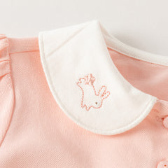 Dave&Bella Toddler Girls Pink Rabbit Polo Collar Soft Cute T-shirt