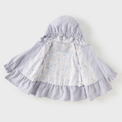 Dave&Bella Toddler Girls Purple Cute Bow Soft Outdoor Long Sleeve Hooded Jackets