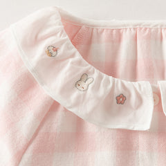 Dave&Bella Toddler Girls Pink White Plaid Sweet Doll Collar Soft Cotton Shirts