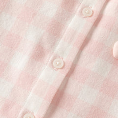 Dave&Bella Toddler Girls Pink White Plaid Sweet Doll Collar Soft Cotton Shirts