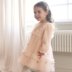 Dave&Bella Toddler Girls Pink Sweet Mesh Graduation Party A-line Dress(Wallet Bag)