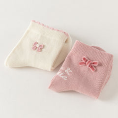 Dave&Bella Toddler Girls Pink White Soft Comfortable Leightweigh Socks
