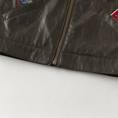 Dave&Bella Toddler Boys Coffee Brown Fashion Design PU Jackets Coats