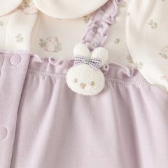 Dave&Bella Baby Girls Purple Doll Collar Mock Two-Piece Cotton Soft Breathable Rompers