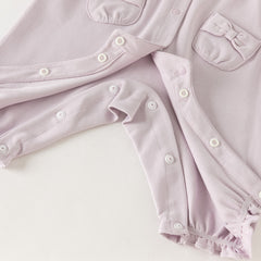 Dave&Bella Baby Girls Purple Doll Collar Mock Two-Piece Cotton Soft Breathable Rompers