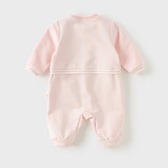 Dave&Bella Baby Girls Pink Cute Rabbit Embroidery Turtle Soft Daily Rompers