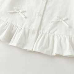 Dave&Bella Toddler Girls White Doll Collar Floral Embroidery Cozy Cotton Shirts