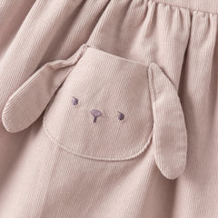 Dave&Bella Toddler Girls Purple Sleeveless Bunny Pocket Cozy Cotton Casual A-line Dress