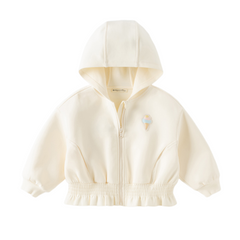 Dave&Bella Toddler Girls Beige Dress Style Simple Versatile Hooded Coats