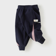 Dave&Bella Toddler Girls Navy/Purple Versatile Casual Soft Jogger Pants