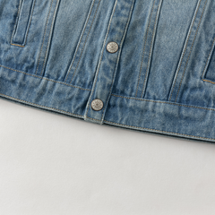 Dave&Bella Toddler Boys Denim Blue Hooded Soft Simple Versatile Denim Jackets
