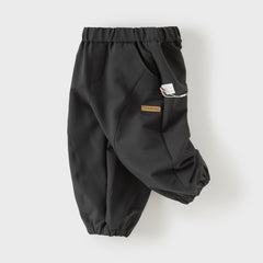Dave&Bella Toddler Boys Dark Grey Simple Versatile Soft Jogger Pants