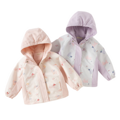 Dave&Bella Toddler Girls Pink/Purple Cute Print Waterproof Hooded Jackets