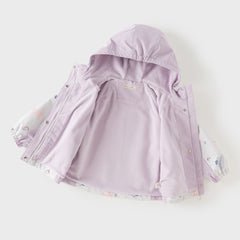 Dave&Bella Toddler Girls Pink/Purple Cute Print Waterproof Hooded Jackets